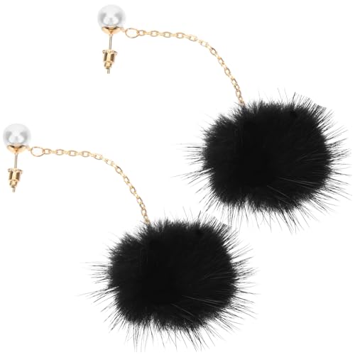 Healvian Lange Damen Ohrringe mit Perlen und Fellbommel Tropfen Ohrhänger für Geburtstag und Alltag Stilvoller Schmuck als für Frauen Elegant und Auffällig von Healvian