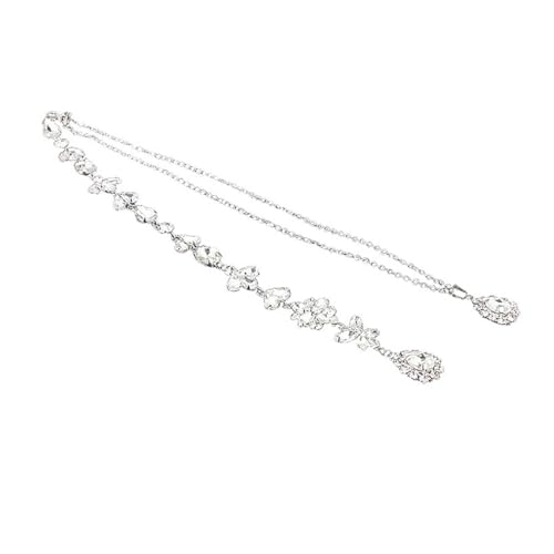 Healvian Lange Leichte Damen Body Chain Halskette mit Kristallperlen Eleganter Rückenfreier Schmuck für Hochzeit Party und Festliche Anlässe Modische Kette für Frauen von Healvian