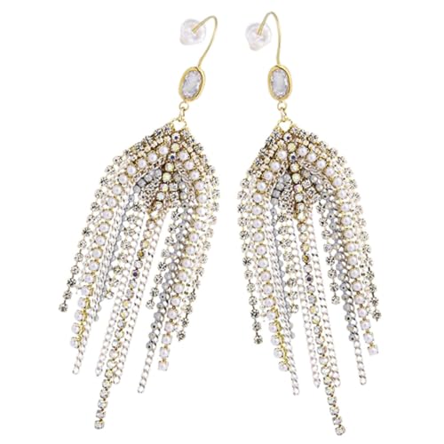 Healvian Lange Perlen Ohrhänger Damen Statement Ohrringe mit Quasten Chandelier Ohrstecker für Formelle Anlässe Geschenkidee für Frauen Hochzeit und Party von Healvian