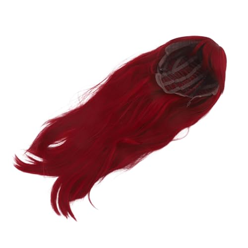 Healvian Lange Synthetische Perücke in Dunklem Rot Glattes Haar Natürlich Wirkende Damenperücke Volle Kopfabdeckung Hitzebeständig für Cosplay Halloween und Partys von Healvian