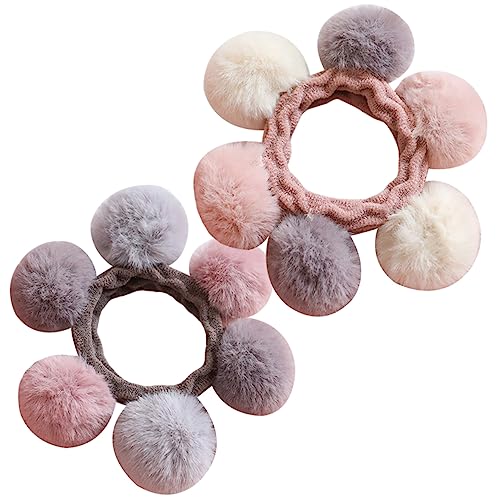 Healvian Langlebige Haargummis Aus Plüsch 2er-pack Bänder Haarballen-design Für Kinder Und Mädchen Haar-accessoires Zufällige Farbe von Healvian