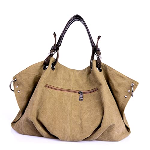 Healvian Large Capacity Canvas Tote Bag für Frauen Handtasche Polyester Casual Khaki Strand Shopping Healvian Large Capacity Canvas Tote Bag für Frauen Handtasche Polyester Casual Khaki Strand Shopping von Healvian
