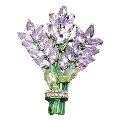 Healvian Lavendel Blumen Brosche Für Damen Stilvolle Anstecknadel Für Kleidung Hochwertige Brosche Mit Strass-zierde Für Anzug Kleider Und Hüte von Healvian