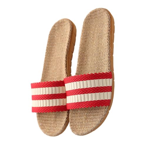 Healvian Leichte Atmungsaktive Hausschuhe aus Baumwoll Leinen für Damen und Herren Rutschfest Komfortabel für Sommer und Indoor Nutzung Modisch und Langlebig Paargröße von Healvian