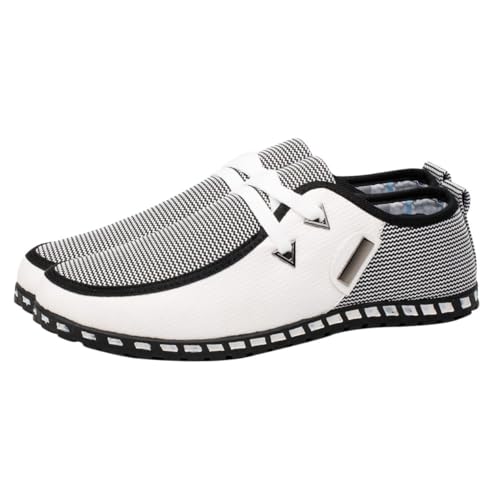 Healvian Leichte Atmungsaktive Herren Schuhe Driving Loafers Casual Freizeit Sneaker Herren Slip Komfortabler Modischer Schuh für Alltag und Fahren Weiß von Healvian