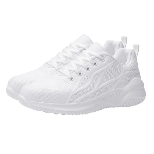 Healvian Leichte Atmungsaktive Laufschuhe Damen und Herren rutschfeste Sportschuhe mit Gewebtem Mesh Bequeme Hautfreundliche Fitness Sneaker für Freizeit und Running Weiß von Healvian