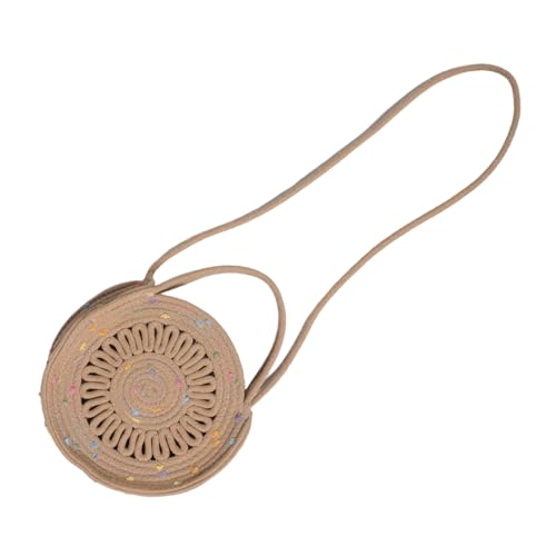 Healvian Leichte Boho Umhängetasche Damen Handgefertigt aus Baumwollseil Kleine Runde Crossbody Tasche Minimalistisches Design Sommerliche Strandtasche für Alltag Reisen und Festivals von Healvian