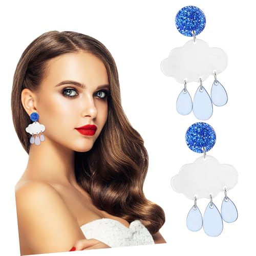 Healvian Leichte Funkelnde Wolken Ohrringe aus Baumelnde Dangle Ohrstecker für Damen Modischer Schmuck für Alltag und Besondere Anlässe zu Valentinstag und Muttertag von Healvian