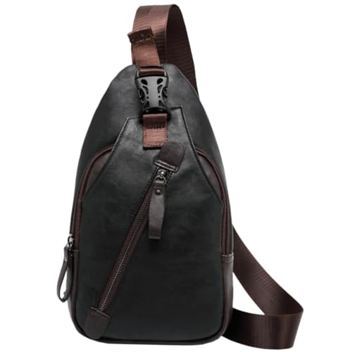 Healvian Leichte Herren Brusttasche aus PU mit Wasserabweisendem Material Modische Crossbody Sling Bag für Outdoor Alltag Reisen Multifunktionale Schultertasche für Smartphone Schlüssel von Healvian