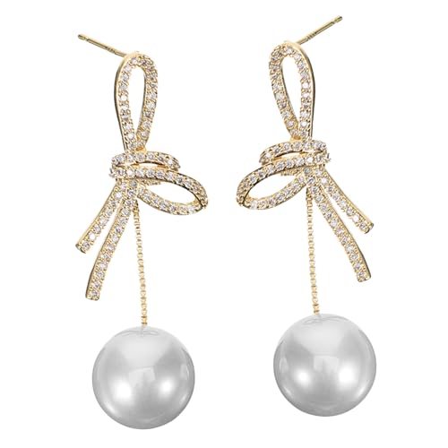 Healvian Leichte Schleifenohrringe mit Perlen Damen Ohrstecker Elegant und Komfortabel Verarbeitung Langlebig Modischer Schmuck für Alltag und Besondere Anlässe von Healvian