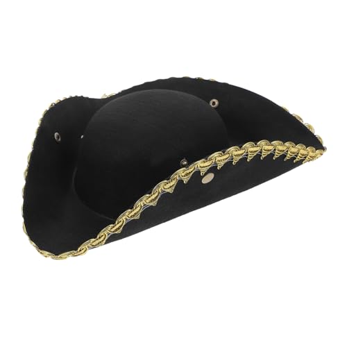 Healvian Leichter Piratenhut Kunstleder Halloween Karneval Cosplay Hut Mehrzweck Bühnenhut für Kostümpartys Fotorequisit Geeignet für Erwachsene Karneval und Maskerade von Healvian