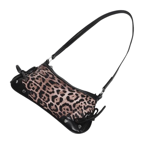 Healvian Halbmondförmige Umhängetasche Mit Leopardenmuster Unterarmtasche Aus Pu Für Damen Retro-schulterhandtasche Mit Schleifendetail von Healvian