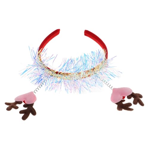 Healvian Glitzerndes Weihnachts-stirnband Mit Elchgeweih Und Pailletten Herz, Party Accessoire Für Weihnachtsparty Und Festivals von Healvian