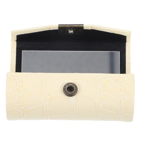 Healvian Lippenstift Organizer mit Spiegel Tragbarer PU Lippenstifthalter Beige für Einfache Makeup Auffrischungen Unterwegs Stilvoller und Kompakter Kosmetik Organizer aus Langlebigem von Healvian