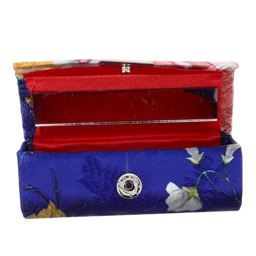 Healvian Seiden Lippenstift Tasche Mit Blumenmuster Stickerei Tragbares Lippenstiftetui Mit Spiegel Reise-Make-up-Organizer Für Frauen Und Mädchen von Healvian