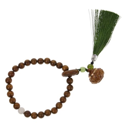 Healvian Lotus Sachet Quaste Armband Mit Gebetsperlen Statement Schmuck Holz Armband Women Armbänder Bettelarmbänder Für Damen Perlen Handgelenk Kette Perlenarmband Damen Nylon Olive Green von Healvian
