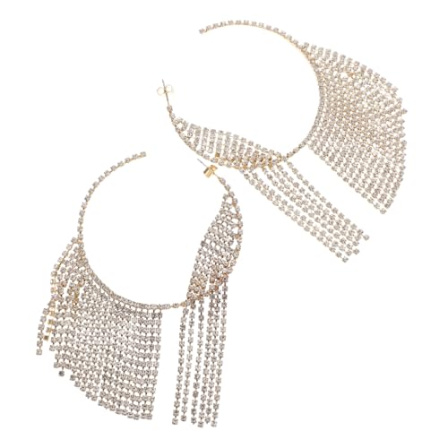 Healvian Kettenohrringe Für Damen Runde Creolen Mit Quaste Funkelnde Statement-ohrringe Aus Glas Und Elegant Für Hochzeit Und Party von Healvian