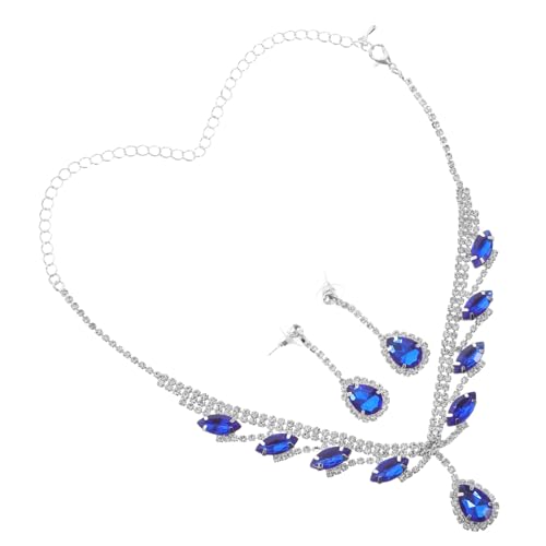 Healvian Luxuriöses Strass Schmuckset Brautschmuck mit Funkelndem Glas Halskette und Tropfen Ohrringen Elegantes Kostüm Schmuck Set für Hochzeit Ball Brautjungfern Geschenk von Healvian