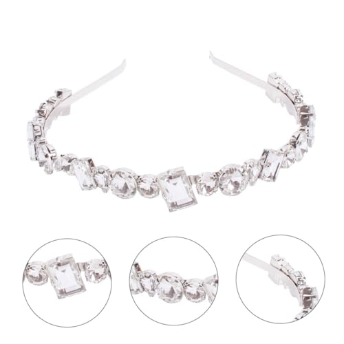 Healvian Luxuriöses Strass stirnband Damen Glänzendes Kristall Haarband Silber Alloy Hochzeit Brautschmuck Party Abend Haarreif mit Funkelnden Weißen Steinen von Healvian