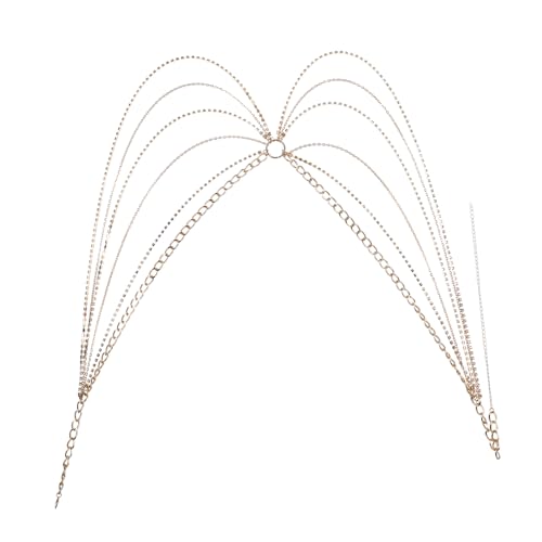 Healvian MODEBLE MIELSCHAFTEN Taillenkette Bauchketten für die Taille Taillenkette Körperschmuck Strand Körperkette Taille Gürtel mit Strasskette Bauch Schmuck Metall Golden von Healvian