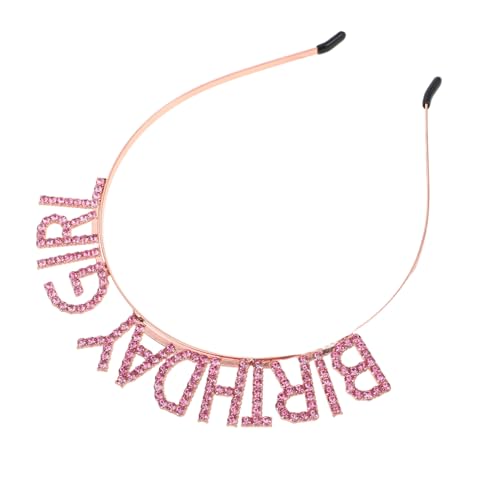 Healvian Mädchen Stirnband Geburtstagskrone mit Funkelnden Strasssteinen Bequemes Leichtes Party Tiara Haarband für Mädchen Jeden Alters Niedliches Pinkes Haarschmuck Accessoire für von Healvian