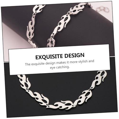 Healvian Männer Halskette Feuerflammen Anhänger Silber Hip Hop Schmuck Einfacher Stil Party Accessoire für Halloween und Alltag von Healvian