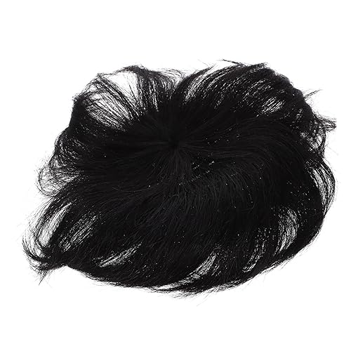 Healvian Männerperücke Schwarz Overhead-ersatzblock Für Männer Glatzenersatzhaar Naturgetreues Haar Strapazierfähiges Material von Healvian