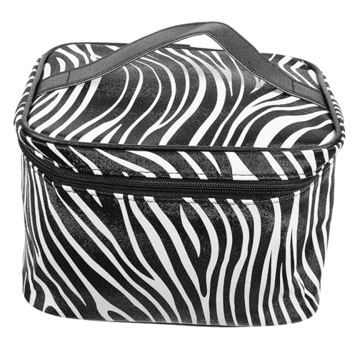 Healvian Make Up Tasche Organizer Reise Kosmetiktasche Zebra Muster Tragbare Kulturbeutel für Damen Große Kapazität mit Fächern von Healvian