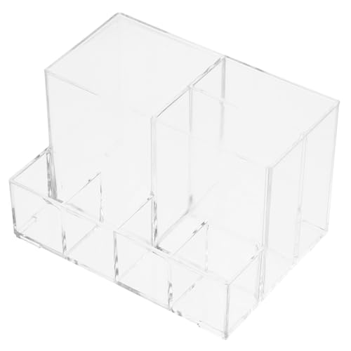 Healvian Makeup Pinselhalter Acryl Organizer mit Mehrfachfächern Transparenter Aufbewahrungseimer für Lippenstift Augenbrauenstift und Kosmetik Praktischer Behälter für Bad Schlafzimmer von Healvian