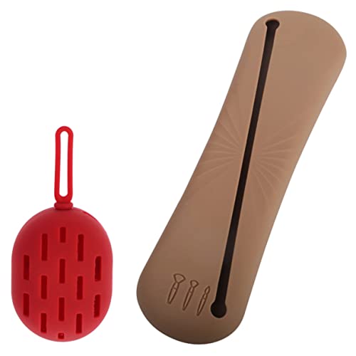 Healvian Makeup Pinselhalter Set aus Silikon Tragbare Kosmetiktasche mit Organizer Funktion Teiliges Set Brauner Pinselhalter Roter Schwammhalter für Unterwegs Healvian Makeup Pinselhalter Set aus Silikon Tragbare Kosmetiktasche mit Organizer Funktion Teiliges Set Brauner Pinselhalter Roter Schwammhalter für Unterwegs von Healvian