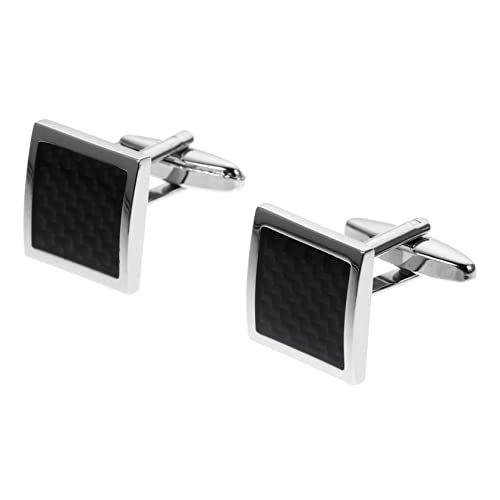 Healvian Manschettenknöpfe Herren Silber Quadratisch Französischer Stil Rostfrei Langlebig Schlichtes Design für Hochzeit Business Alltag Party Geschenkidee von Healvian