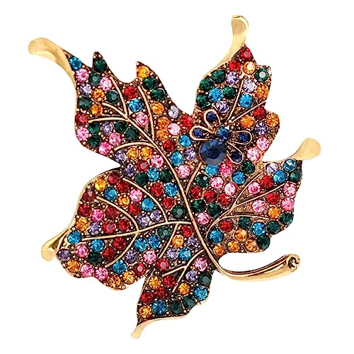 Healvian Maple Leaf Brosche mit Bunten Strasssteinen Anstecknadel für Kleidung Schal und Hut Langlebige Schmuck Dekoration für Frauen zu Thanksgiving und Herbstfest von Healvian