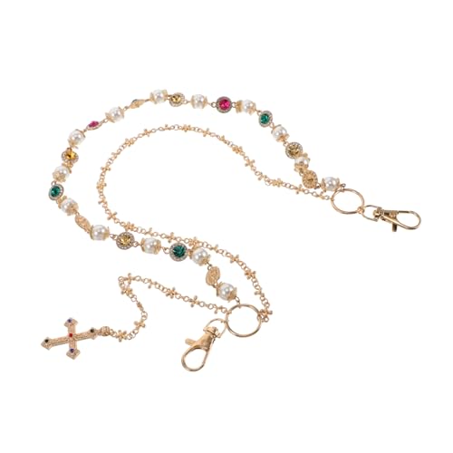 Healvian Mehrlagige Damen Hüftkette mit Blumen-perlen und Farbigen Strasssteinen Hip-hop Taillenkette mit Kreuzanhänger Leichter Punk Gürtel für Hosen Röcke und Partys Modisches Accessoire von Healvian
