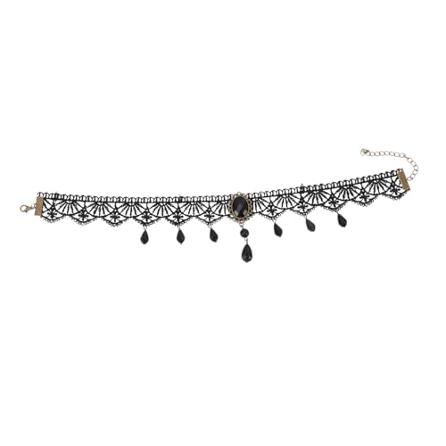 Healvian Mehrlagige Gothic Spitzen Choker Halskette mit Kristallverzierung Schmuck für Cosplay Party Alltag Vintage Stil Hautfreundlich und Komfortabel von Healvian