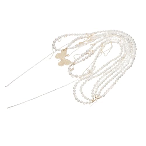 Healvian Mehrlagige Perlen Taillenkette mit Schmetterlingsanhänger Langlebige Metall Perlenkette Eleganter Body Chain Gürtel für Damen Festliche Abendmode Hochzeit Gala Party Geeignet von Healvian
