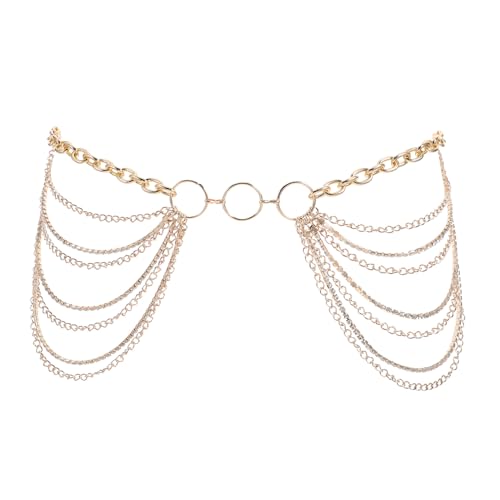 Healvian Mehrlagige Taillenkette aus Metall mit Strasssteinen Verstellbarer Damen-gürtel für Kleider und Strandmode Leichter und Komfortabler Körperschmuck zur Betonung Festivals von Healvian