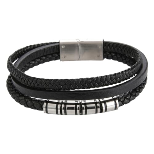 Healvian Mehrlagiges Geflochtenes Lederarmband Herren Schwarzer Leichtes Bequemes Armband für Alltag Party Reise und Strand Modisches Herrenaccessoire von Healvian