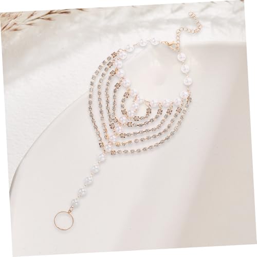 Healvian Perlen-fußkettchen Für Damen Mit Strass Und Quastenanhänger Barfuß-fußschmuck Im Boho-Stil Für Strand-Hochzeit Elegantes Mehrschichtiges Fußkettchen Aus Kunstperlen von Healvian