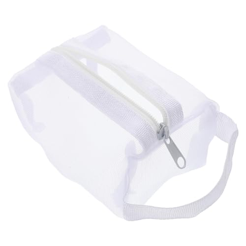 Healvian Mesh Makeup Bag Weiß mit Reißverschluss Atmungsaktives Netzmaterial Großer Stauraum für Lippenstifte und Pinsel Tragbarer Kosmetiktäschchen Organizer für Damen Stylisches und von Healvian