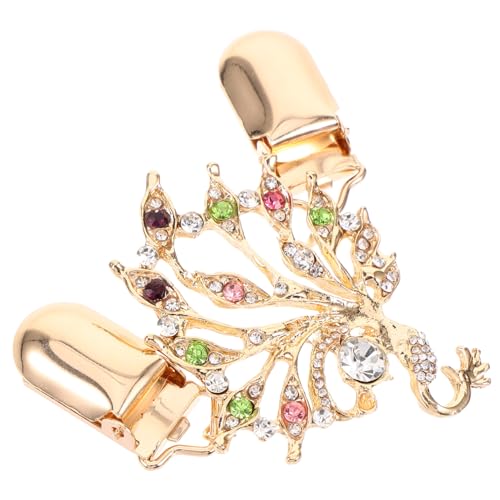 Healvian Metall Strickjackenclip mit Pfauenmotiv Langlebiger und Leichter Schalclip für Damen und Herren Eleganter Cardigan Clip mit Strassstein Vielseitiger Kleider und Pulloverclip für von Healvian