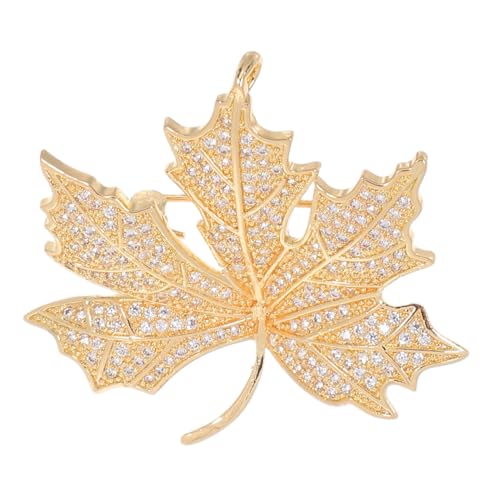 Healvian Mikrozirkonia Brosche Ahornblatt Design Modische Anstecknadel für Herren und Damen Sicherer Verschluss Funkelndes Schmuckaccessoire für Anzug und Herbstmode von Healvian