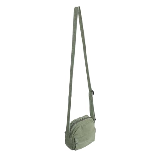 Healvian Mini Crossbody Bag Damen Klein Canvas Handliche Handtasche Verstellbarer Riemen Leicht Tragbar für Alltag Reise Grün Kompakte Geldbörse Handybörse von Healvian