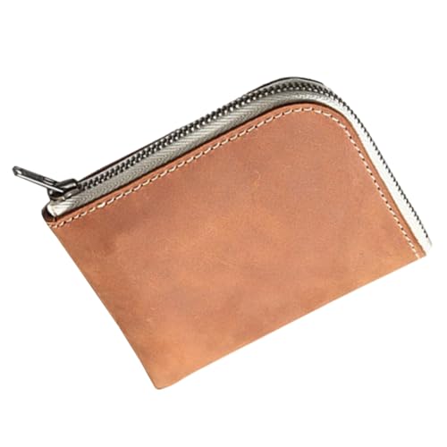 Healvian Mini Kurz Geldbörse Herren Vintage Kartenetui mit Robuster Verarbeitung und Kratzschutz Kompakte Kartenorganizer Tasche in Gelb Braun für Bankkarten und Münzen von Healvian