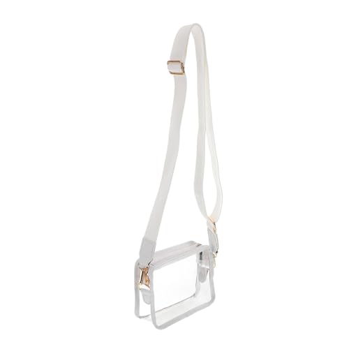 Healvian Mini-Make-up-Tasche durchsichtig Kosmetiktasche kleine Handtasche Damen Handtasche Verstellbarer Schultergurt Klarsichttaschen für Frauen transparenter Kulturbeutel PVC Weiß von Healvian
