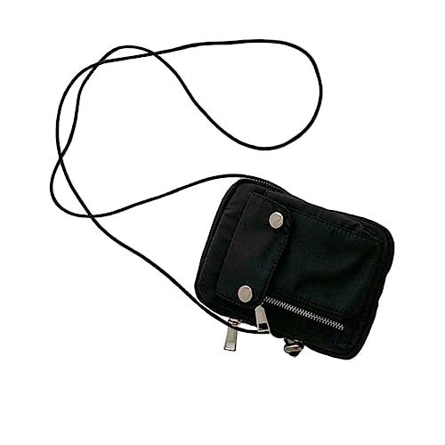 Healvian Mini Umhängetasche Damen Modischer Canvas Brustbeutel für Freizeit Reisen Schwarze Hüfttasche mit Reißverschluss Vielseitig als Schulter oder Bauchtasche Nutzbar für Shopping von Healvian