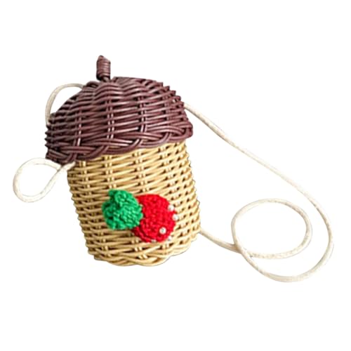 Healvian Miniatur Rattan Schultertasche Damen Nussförmige Crossbody Tasche Sommer Handgefertigte Fotorequisite Kleine Umhängetasche für Mädchen und Dekoration von Healvian