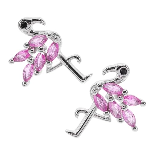 Healvian Minimalistische Flamingo Ohrstecker Damen Kupfer mit Funkelnden Zirkonia Zarte Pinke Tier Ohrringe Modischer Schmuck für Geburtstag Party und von Healvian