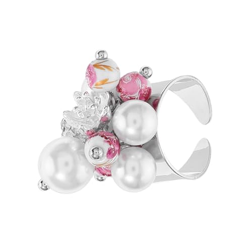 Healvian Minimalistischer Offener Fingerring Damen mit und Simulierten Perlen Verstellbarer Vintage Stil Leicht und Elegant für Engagement und Alltag Trendige Schmuckaccessoires von Healvian