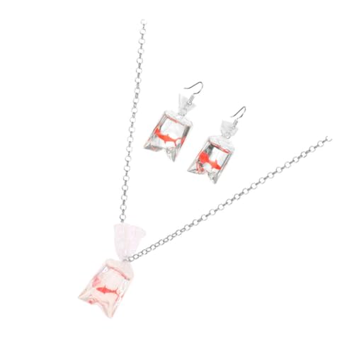 Healvian Modeschmuck Teilig mit Transparentem Fisch Anhänger Kreatives Karpfen Design Resin Halskette und Ohrringe Elegantes für Besondere Anlässe von Healvian