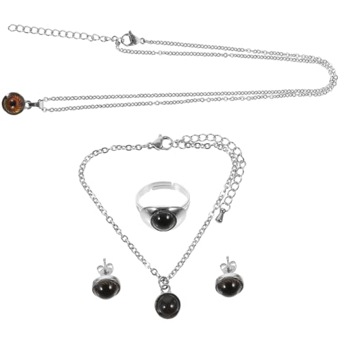 Healvian Modeschmuck Teiliges Damen Schmuckset mit Temperaturabhängigem Farbwechsel Ring Ohrstecker Halskette und Armband Langlebige Damenringe und Armbänder für Alltag und Besondere von Healvian